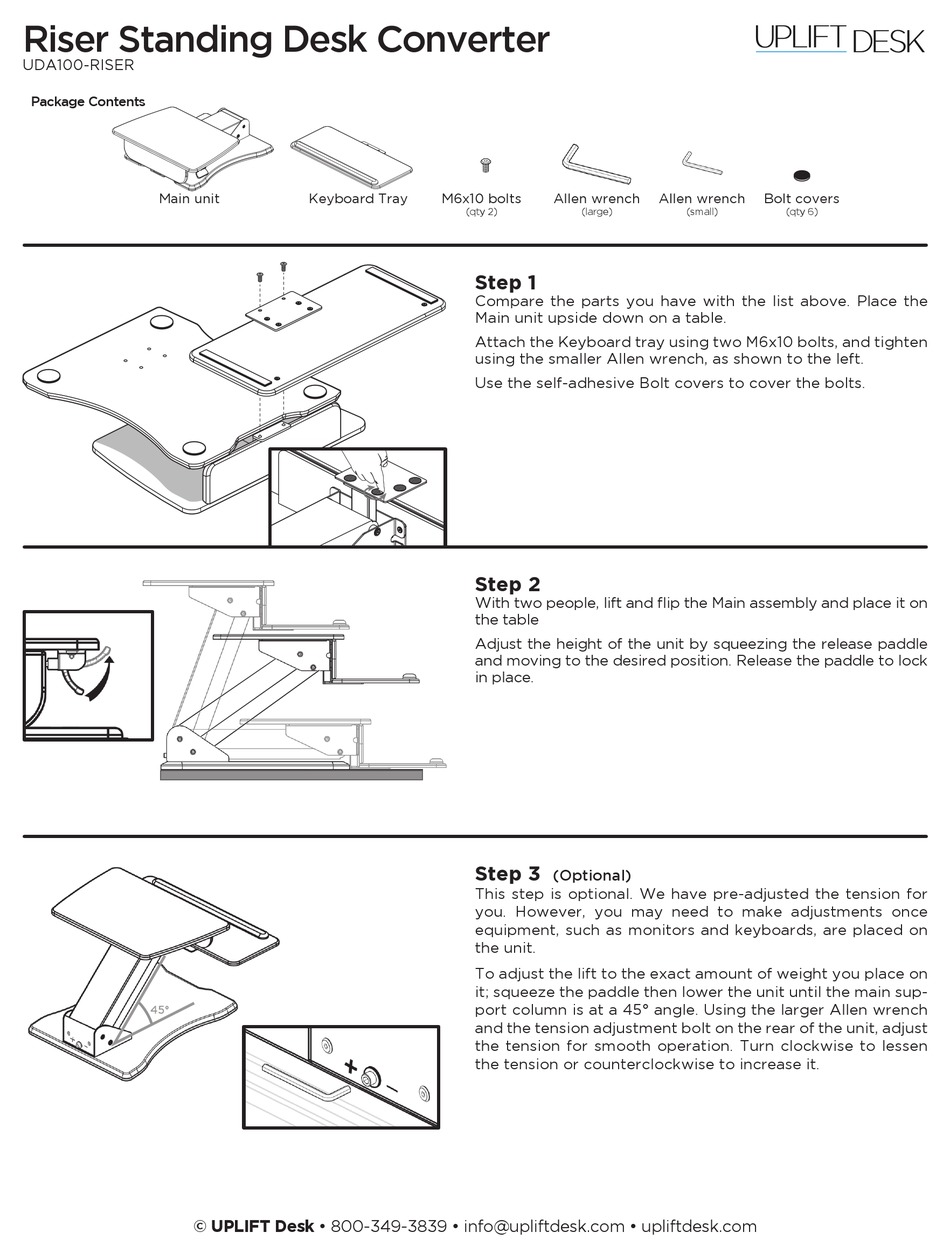 UPLIFT DESK UDA100RISER QUICK START MANUAL Pdf Download ManualsLib