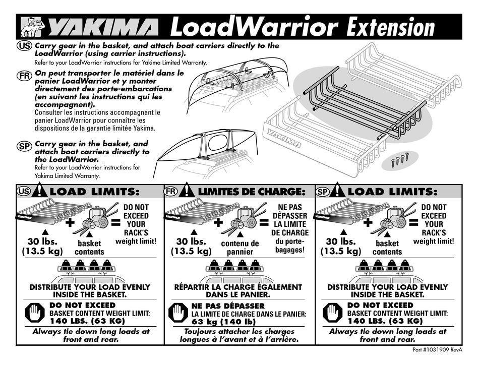 YAKIMA LOADWARRIOR EXTENSION INSTRUCTIONS Pdf Download ManualsLib