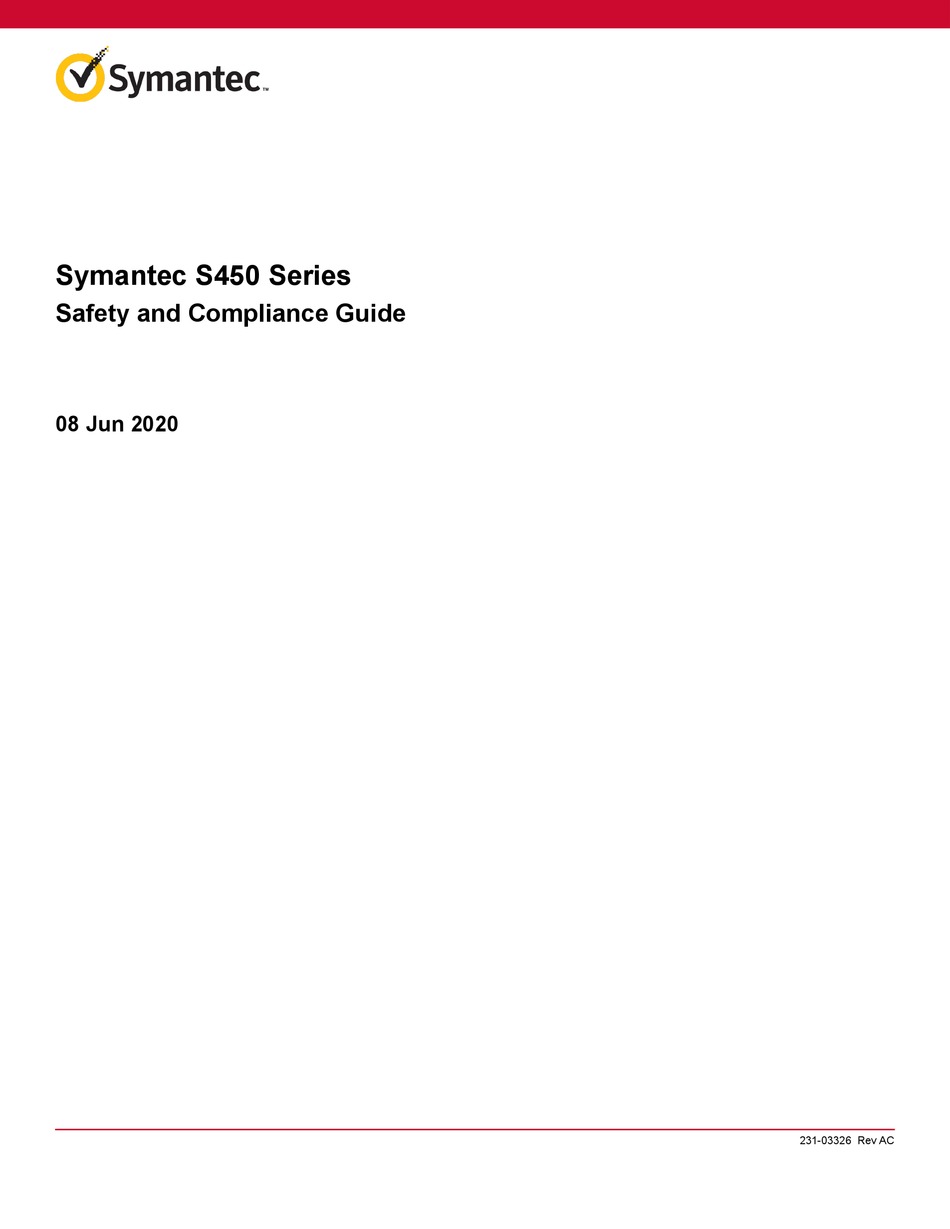 SYMANTEC S450 SERIES SAFETY AND COMPLIANCE MANUAL Pdf Download ManualsLib