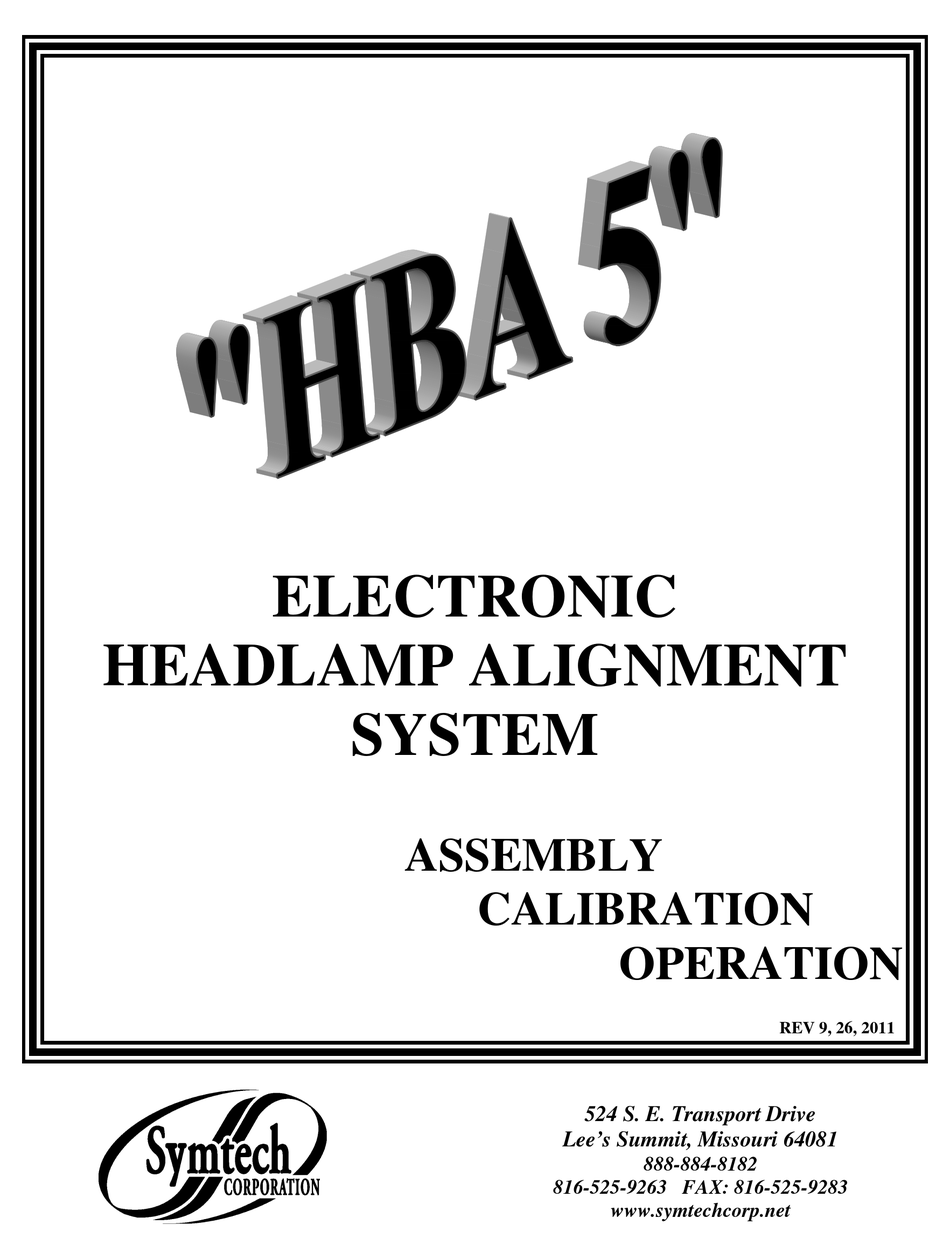 SYMTECH HBA 5 ASSEMBLY CALIBRATION OPERATION Pdf Download ManualsLib