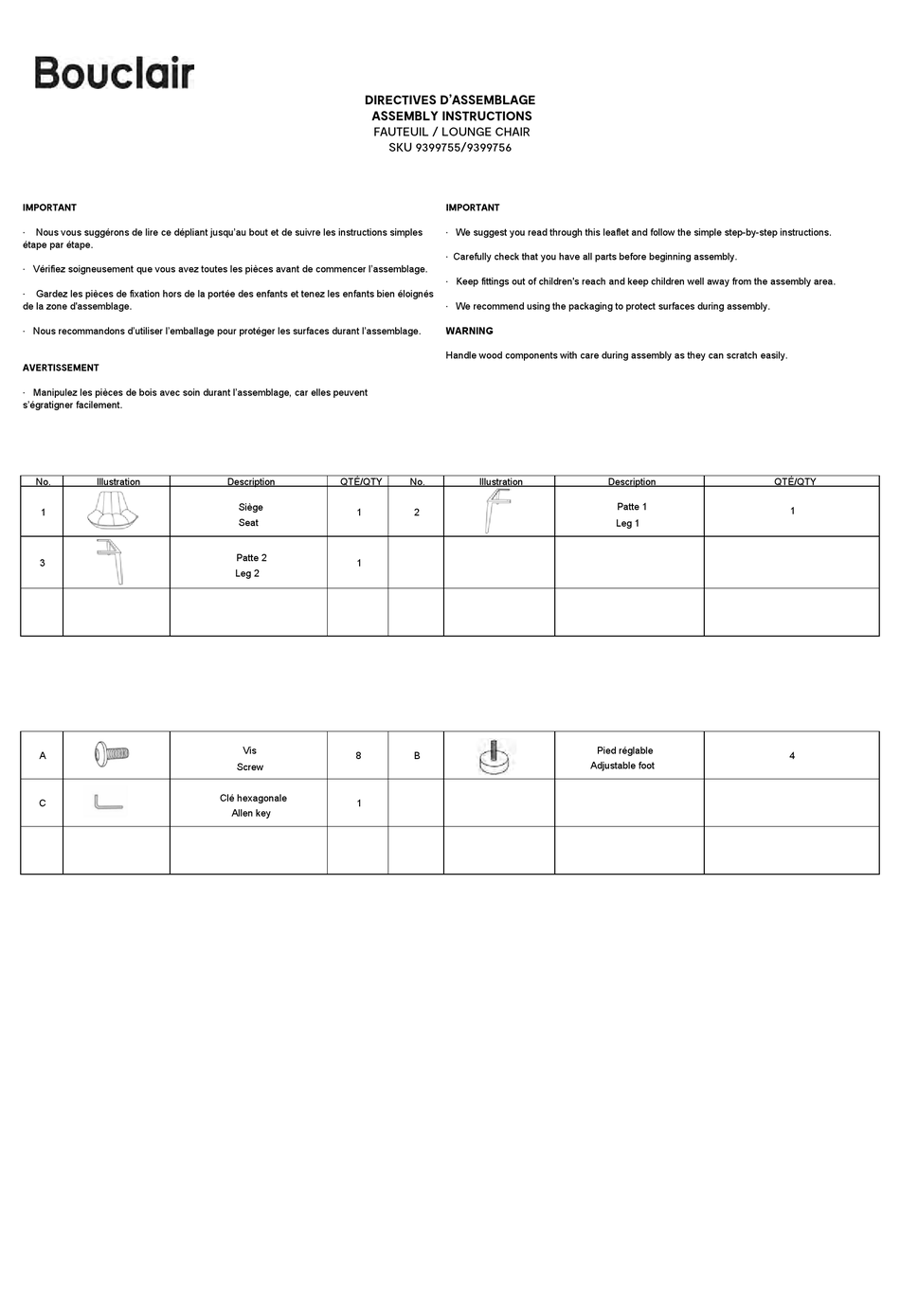 BOUCLAIR 9399755 ASSEMBLY INSTRUCTIONS Pdf Download ManualsLib
