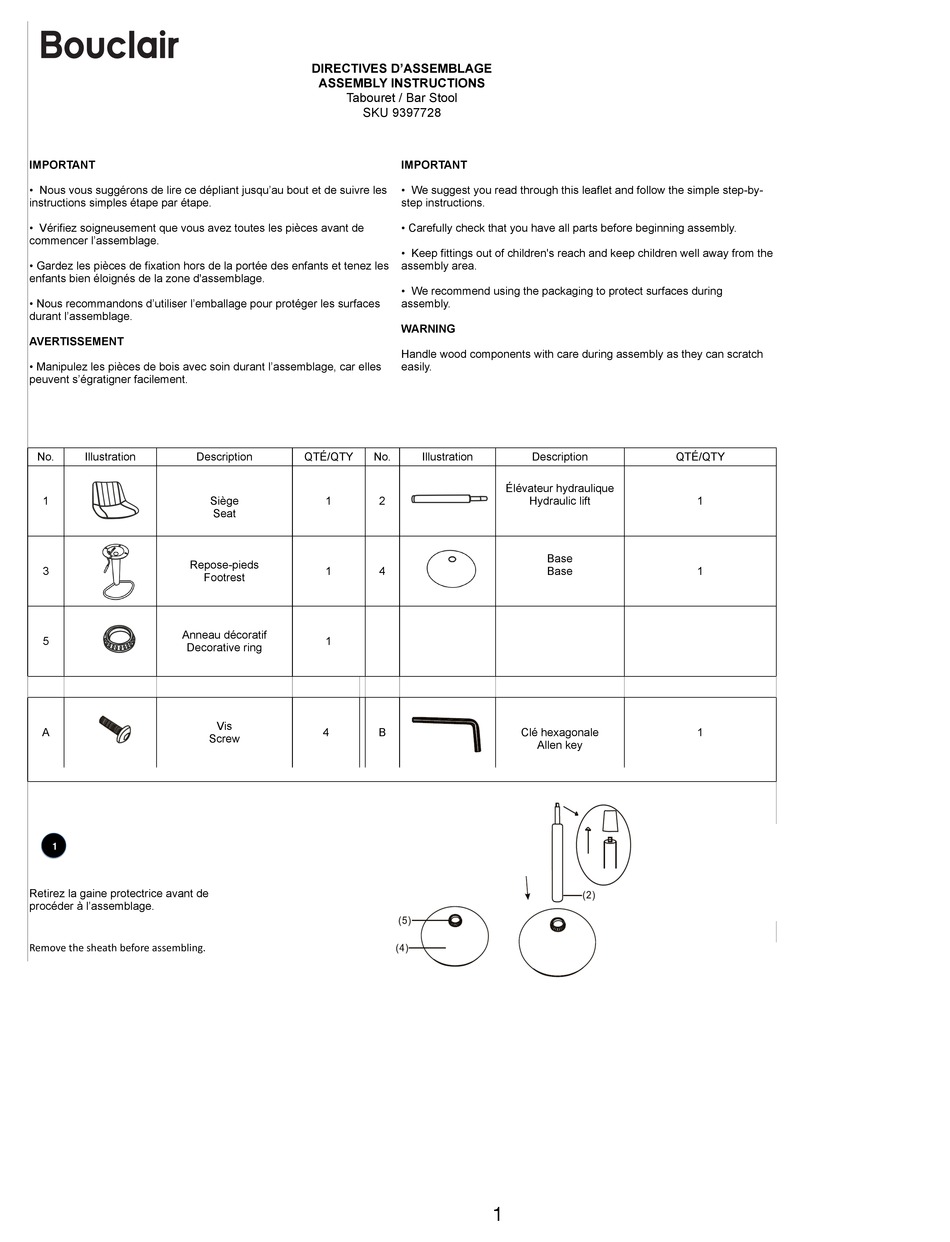 BOUCLAIR 9397728 ASSEMBLY INSTRUCTIONS Pdf Download ManualsLib