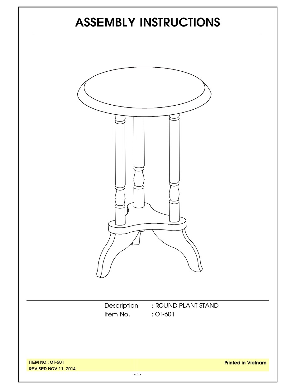UNFINISHED FURNITURE OF WILMINGTON OT601 ASSEMBLY INSTRUCTIONS Pdf