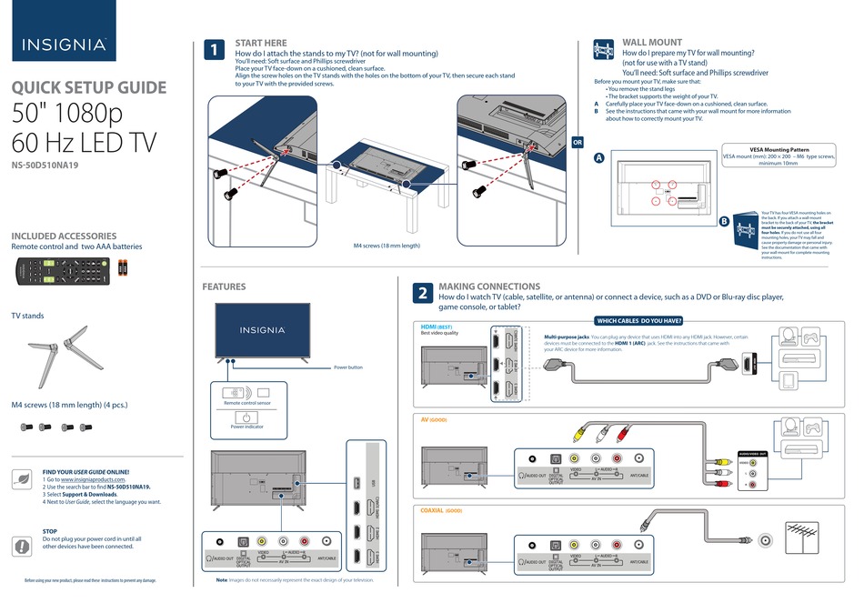 Insignia Ns D Na Quick Setup Manual Pdf Download Manualslib