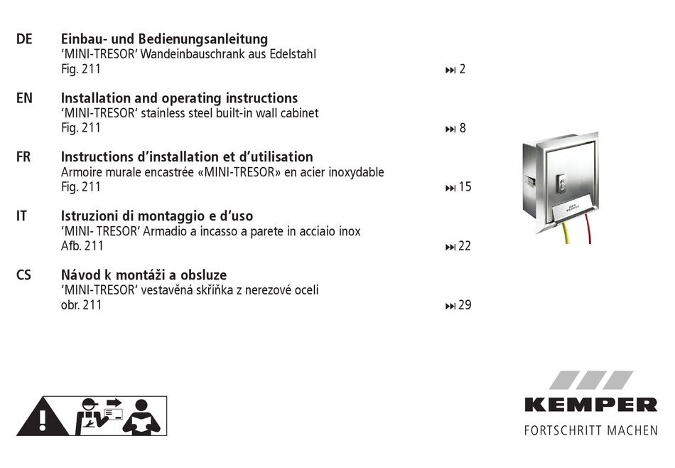 KEMPER MINITRESOR INSTALLATION AND OPERATING INSTRUCTIONS MANUAL Pdf