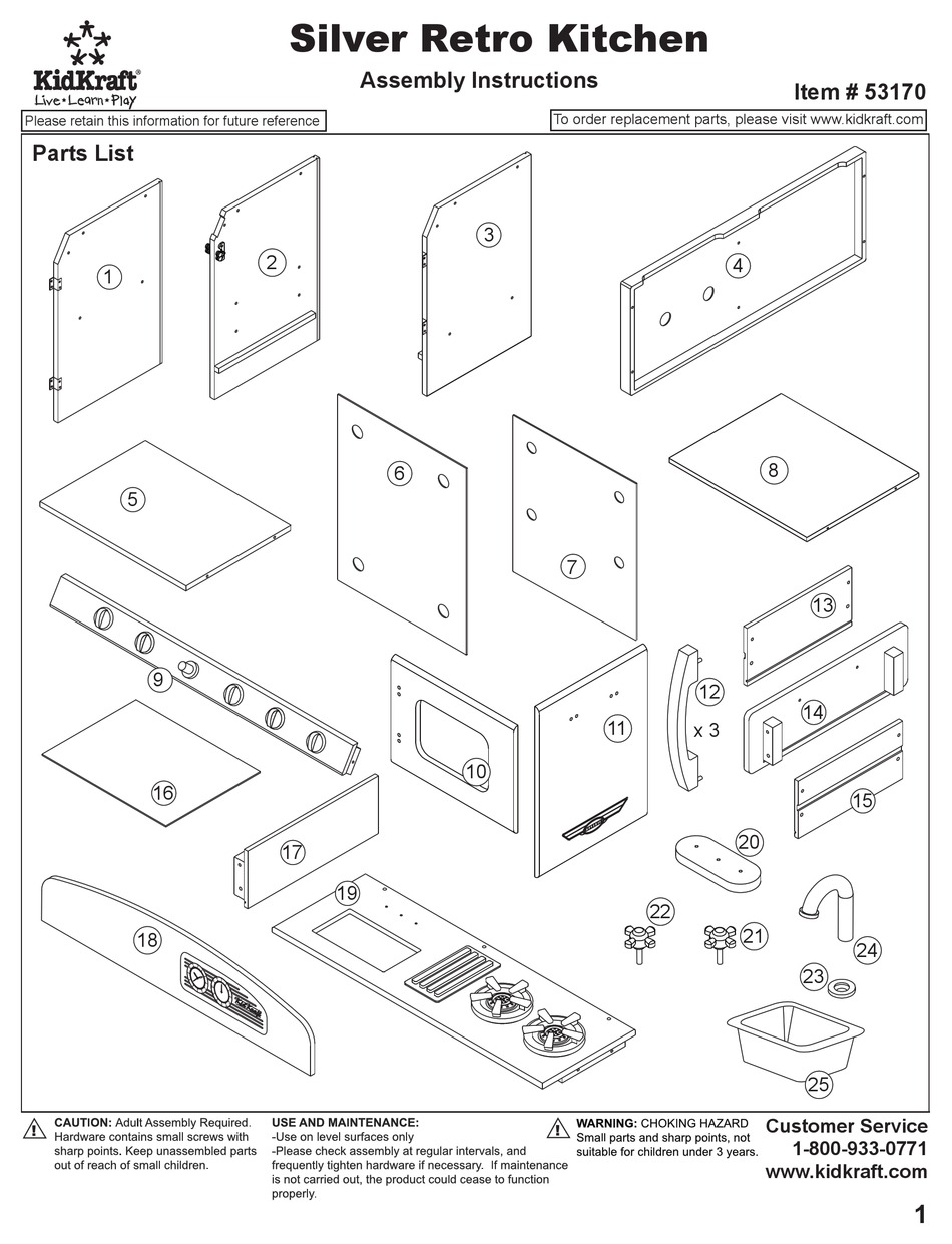 KIDKRAFT SILVER RETRO KITCHEN ASSEMBLY INSTRUCTIONS MANUAL Pdf Download   Kidkraft Silver Retro Kitchen 