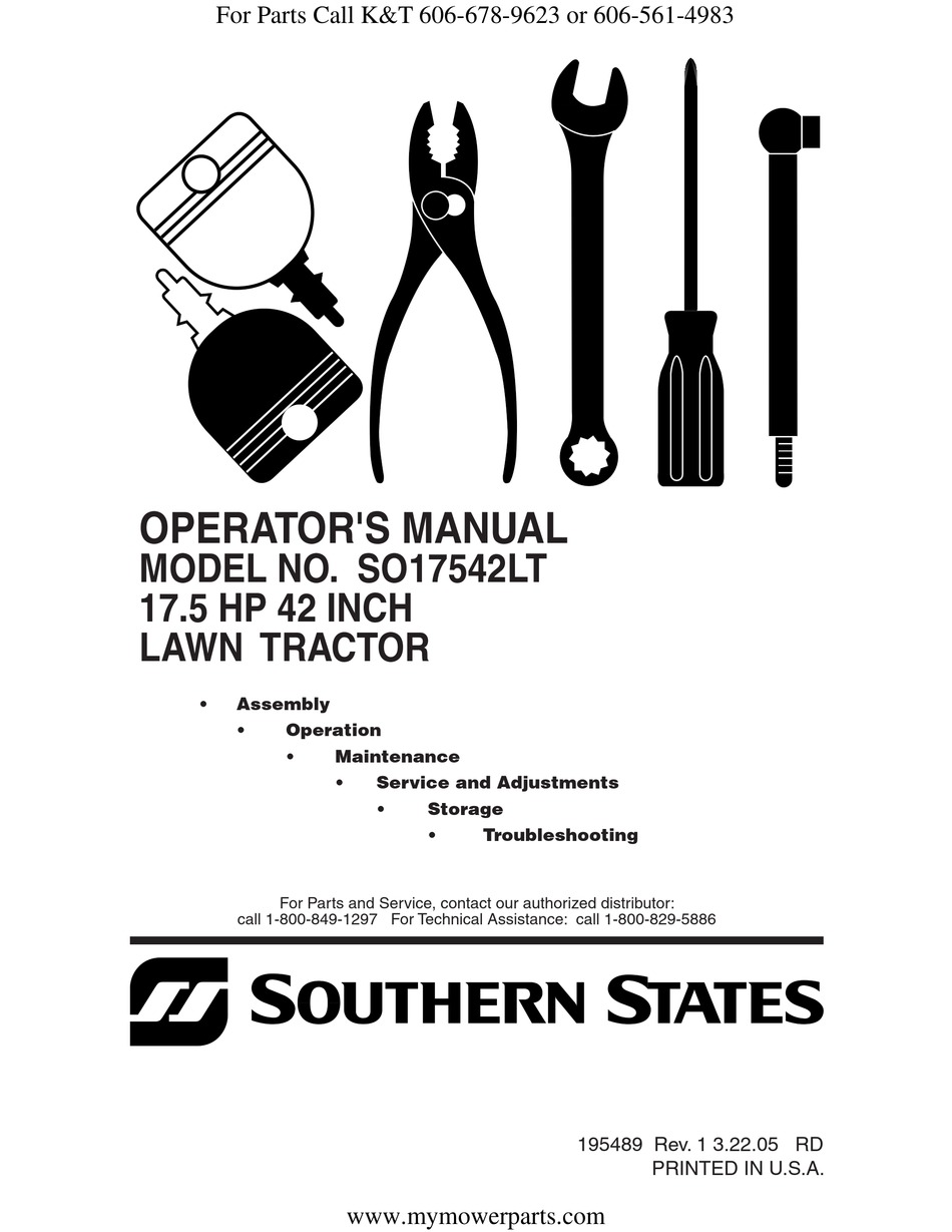 SOUTHERN STATES SO17542LT OPERATOR