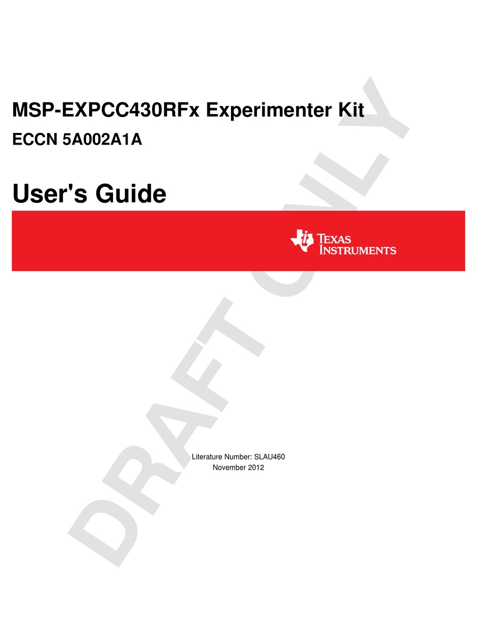 TEXAS INSTRUMENTS MSPEXPCC430RF SERIES USER MANUAL Pdf Download