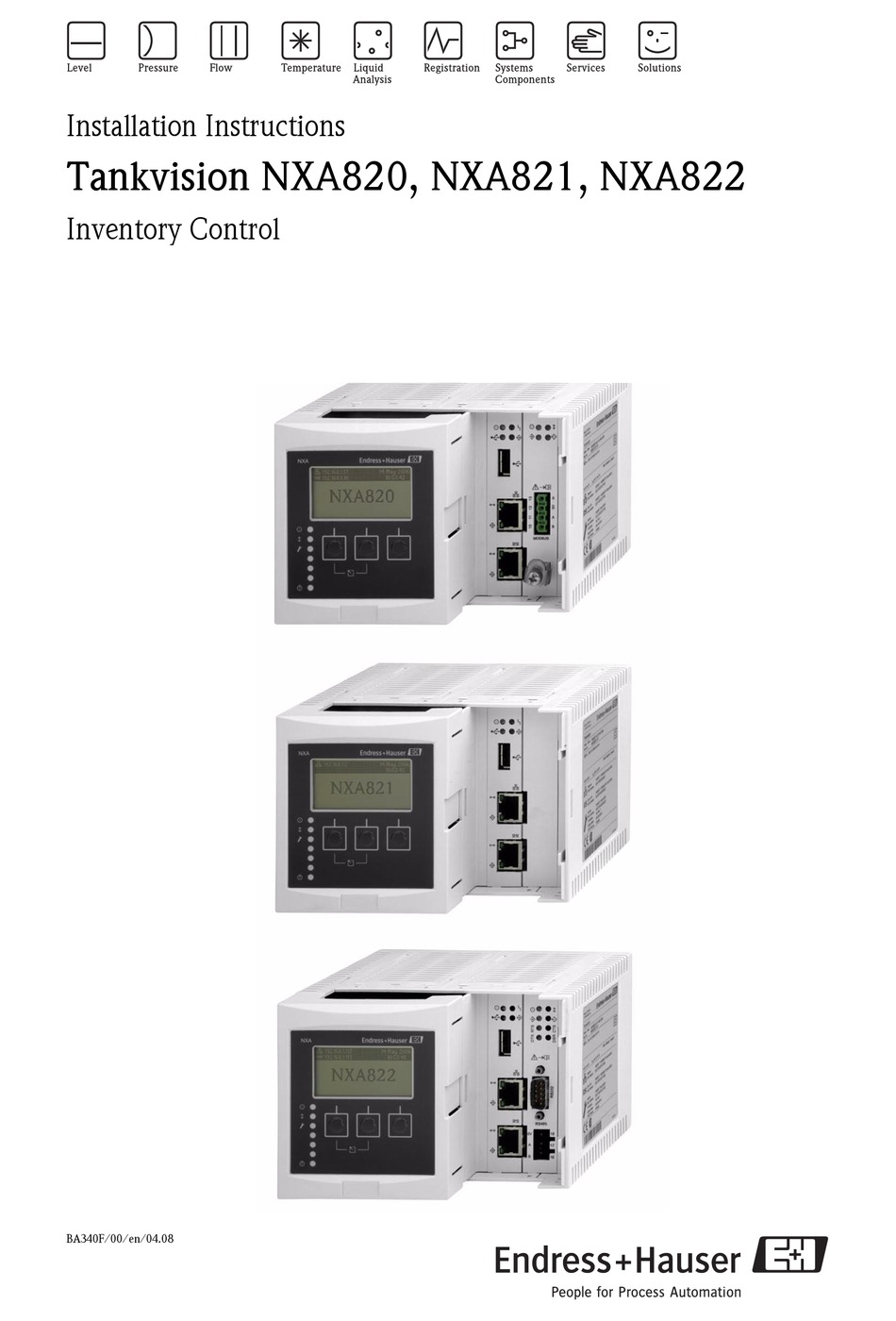 ENDRESS+HAUSER TANKVISION NXA820 INSTALLATION INSTRUCTIONS MANUAL Pdf ...