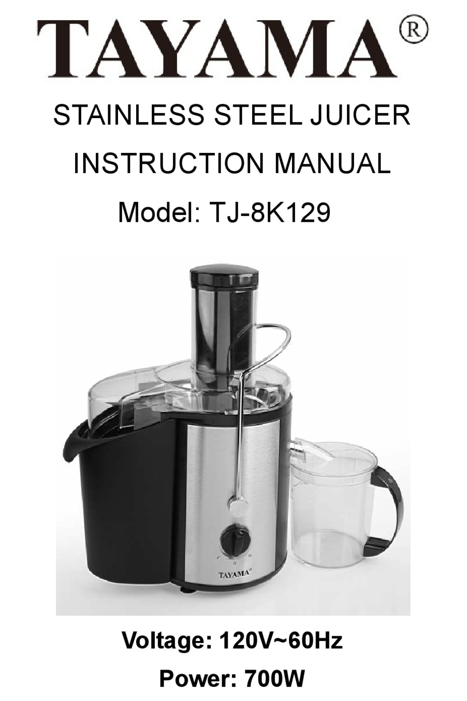 TAYAMA TJ8K129 INSTRUCTION MANUAL Pdf Download ManualsLib