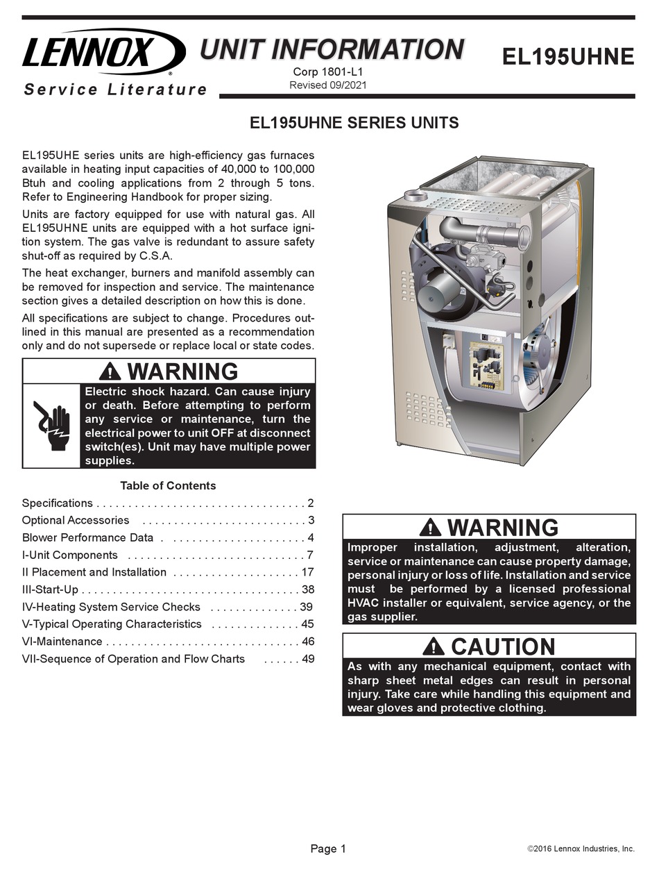 LENNOX EL195UHNE SERIES MANUAL Pdf Download ManualsLib