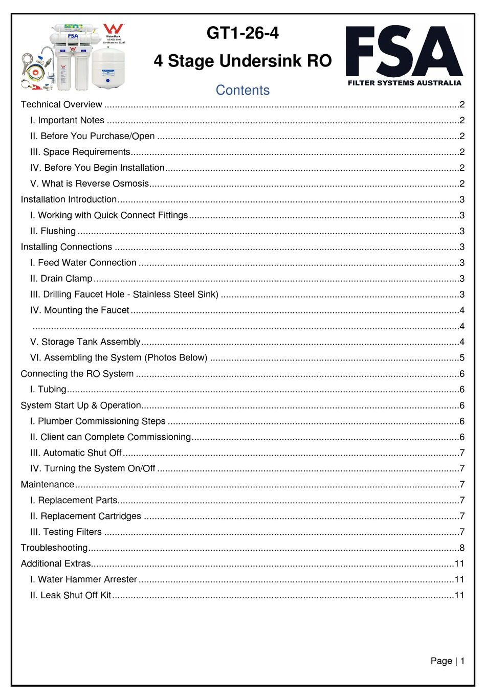 FSA GT1-26-4 QUICK START MANUAL Pdf Download | ManualsLib