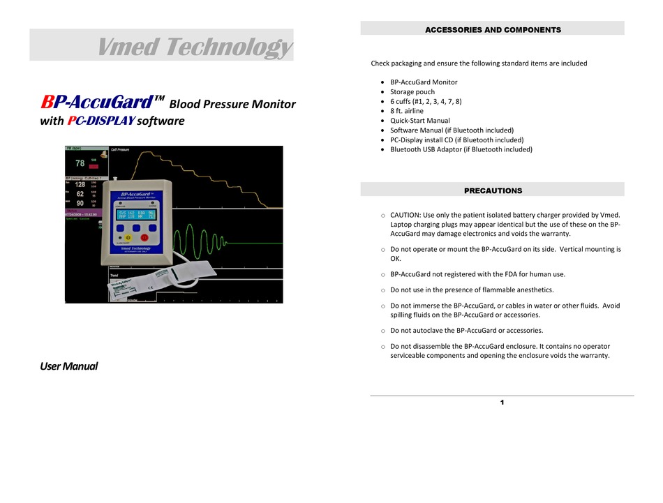 VMED TECHNOLOGY BPACCUGARD USER MANUAL Pdf Download ManualsLib