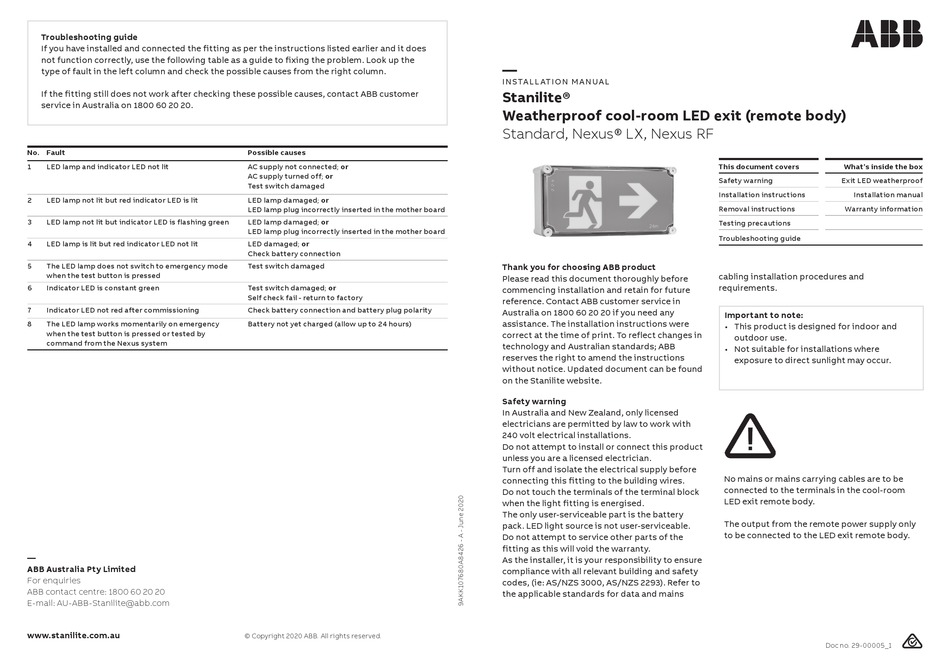 ABB STANILITE STANDARD INSTALLATION MANUAL Pdf Download | ManualsLib