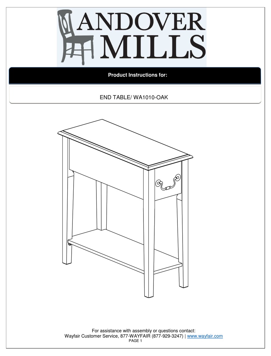WAYFAIR ANDOVER MILLS WA1010OAK PRODUCT INSTRUCTIONS Pdf Download ManualsLib