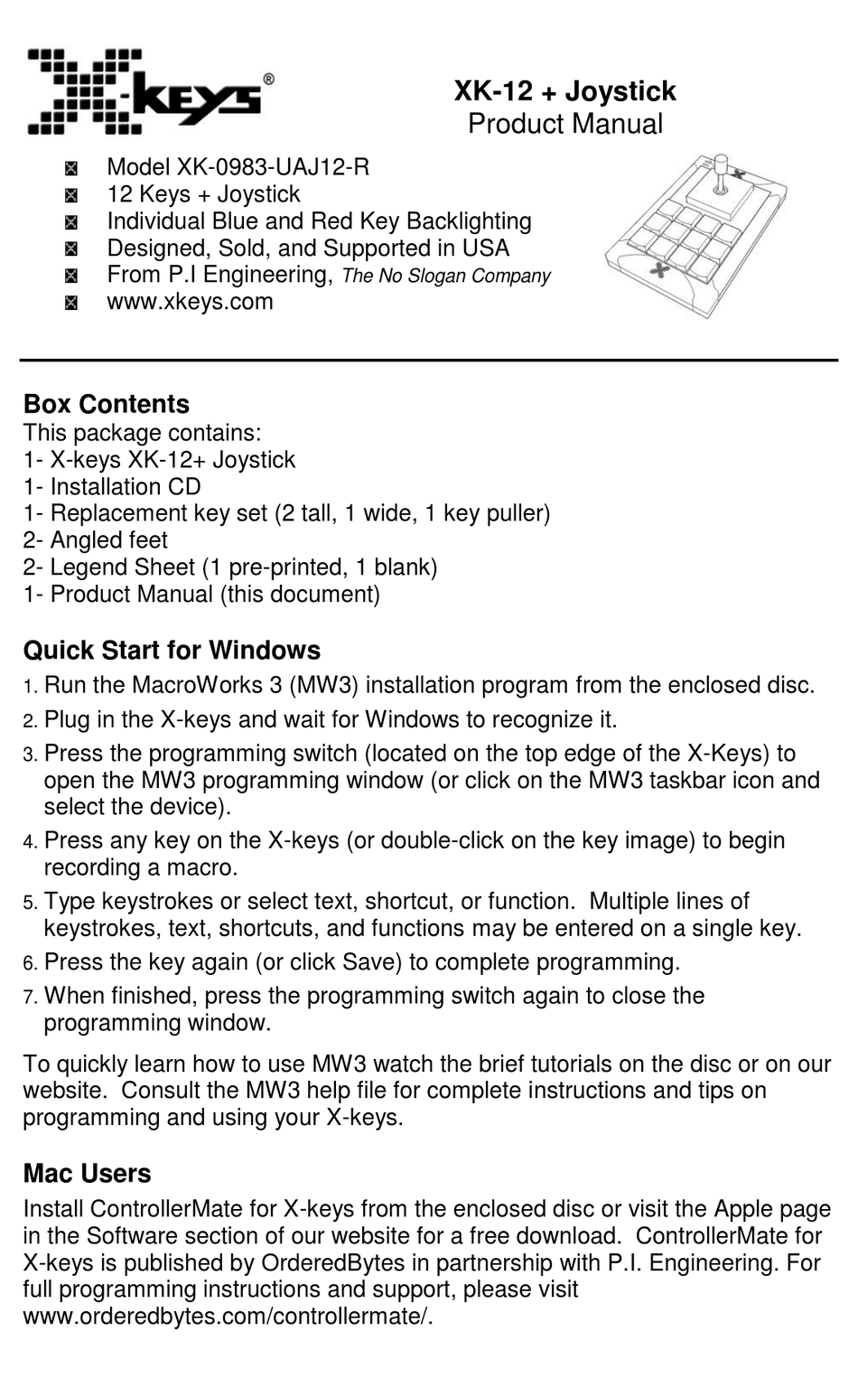 XKEYS XK12 PRODUCT MANUAL Pdf Download ManualsLib