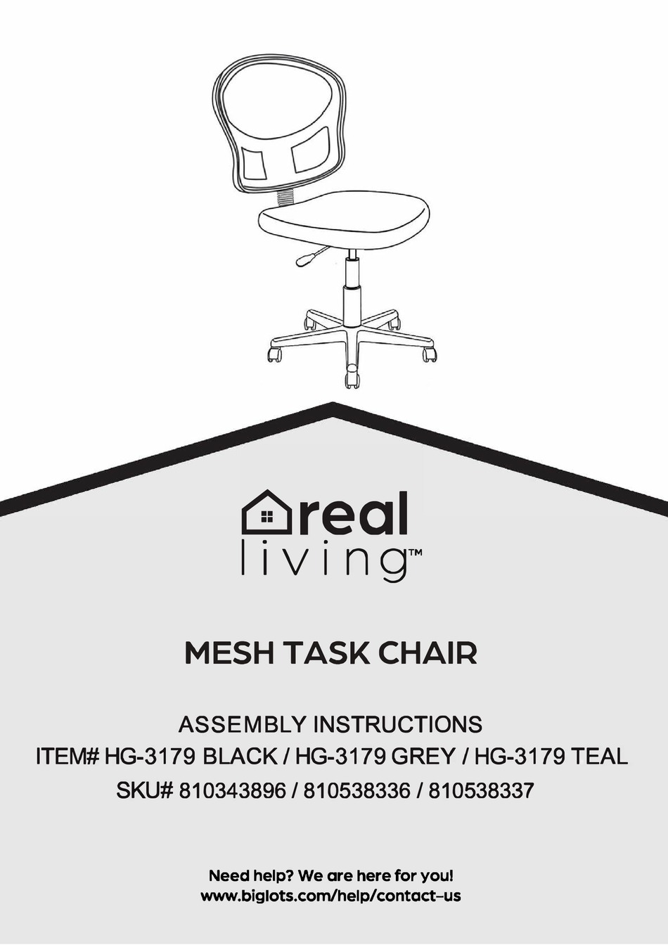 REAL LIVING HG3179 ASSEMBLY INSTRUCTIONS MANUAL Pdf Download ManualsLib
