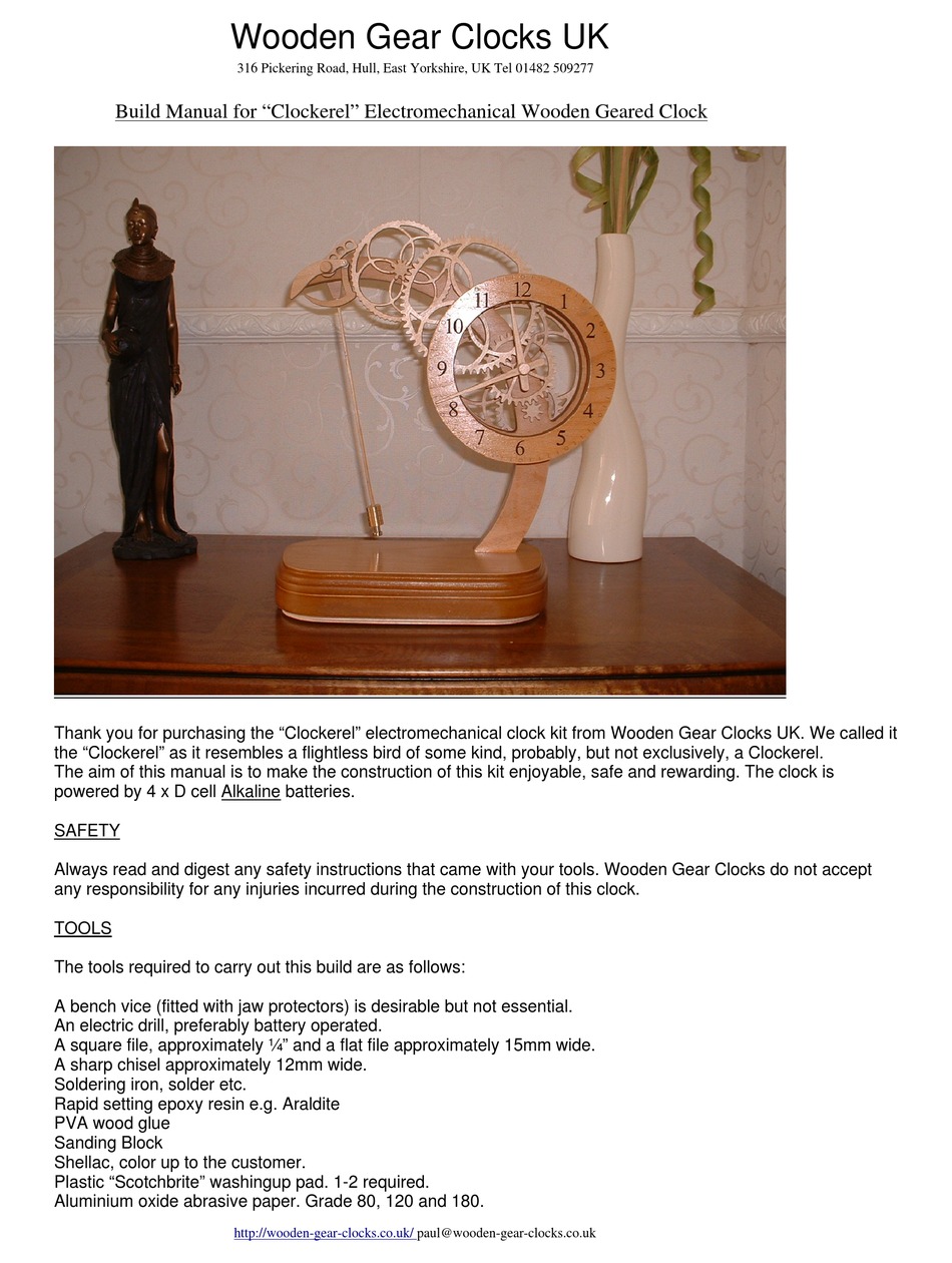 WOODENGEARCLOCKS CLOCKEREL BUILD MANUAL Pdf Download ManualsLib