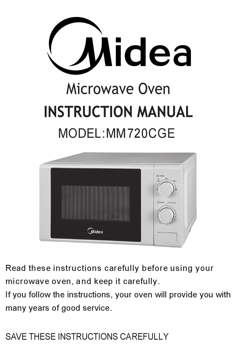 Midea Mm Cge Instruction Manual Pdf Download Manualslib