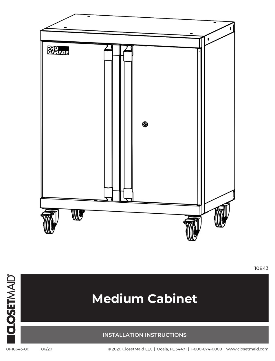 CLOSETMAID PRO GARAGE 10843 INSTALLATION INSTRUCTIONS MANUAL Pdf