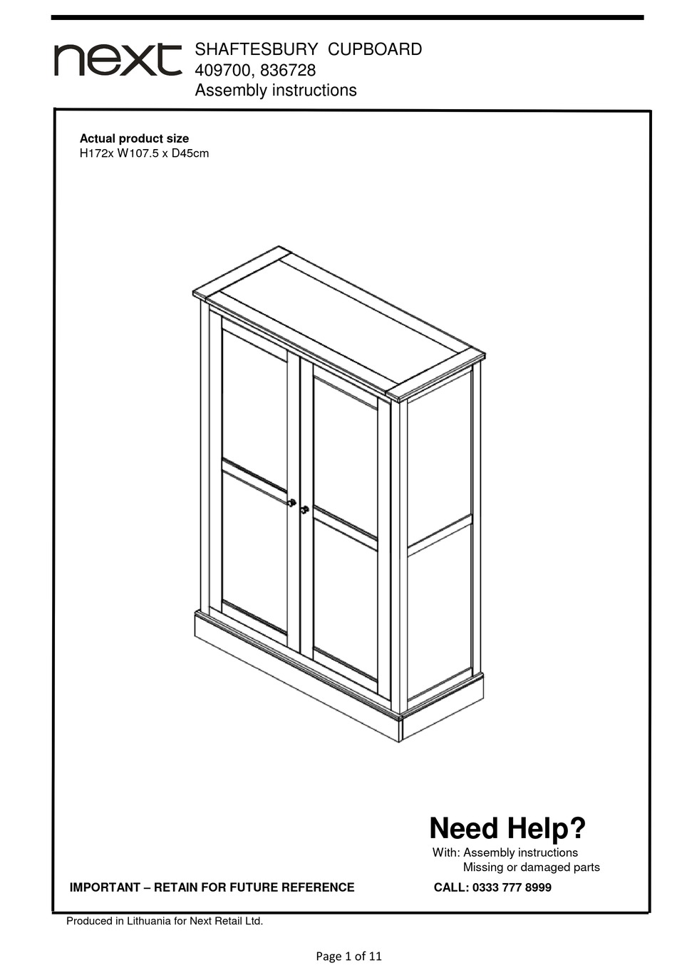 NEXT SHAFTESBURY 409700 ASSEMBLY INSTRUCTIONS MANUAL Pdf Download