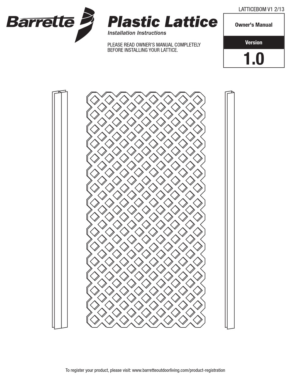 BARRETTE PLASTIC LATTICE OWNER'S MANUAL Pdf Download ManualsLib