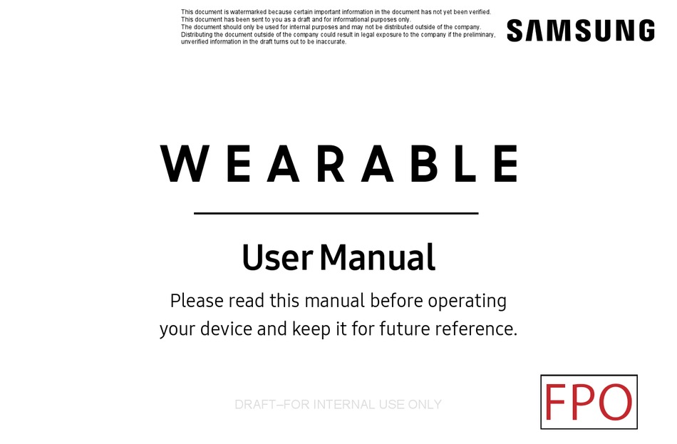 SAMSUNG WEARABLE USER MANUAL Pdf Download ManualsLib
