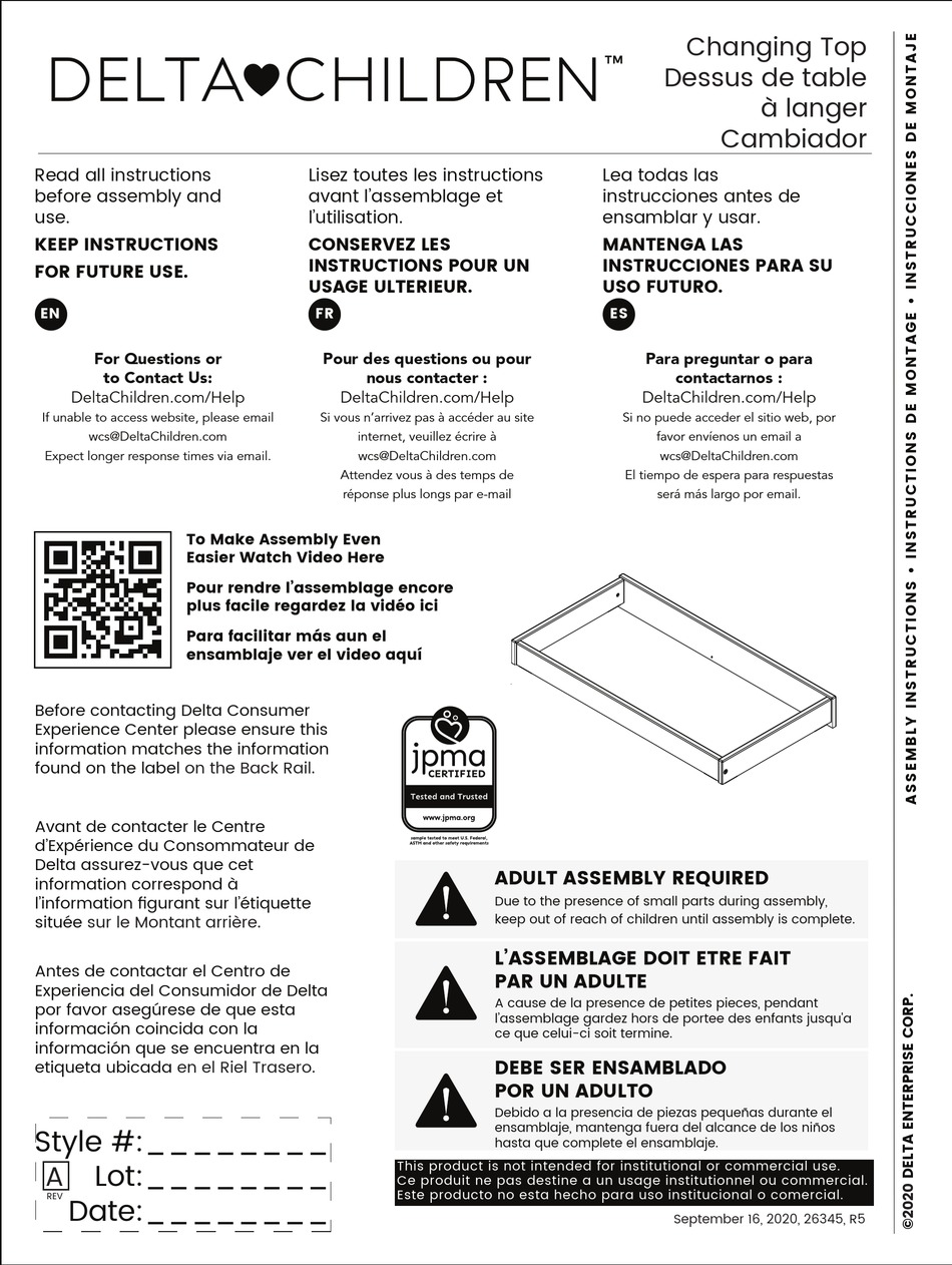 DELTA CHILDREN 701710 INSTRUCTION MANUAL Pdf Download ManualsLib