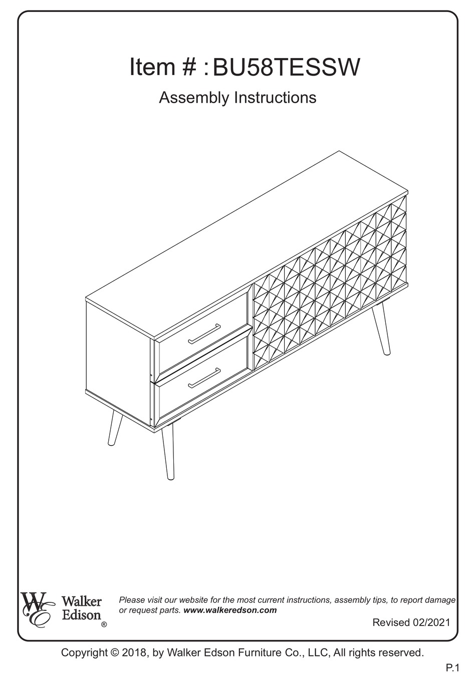 WALKER EDISON BU58TESSW ASSEMBLY INSTRUCTIONS MANUAL Pdf Download