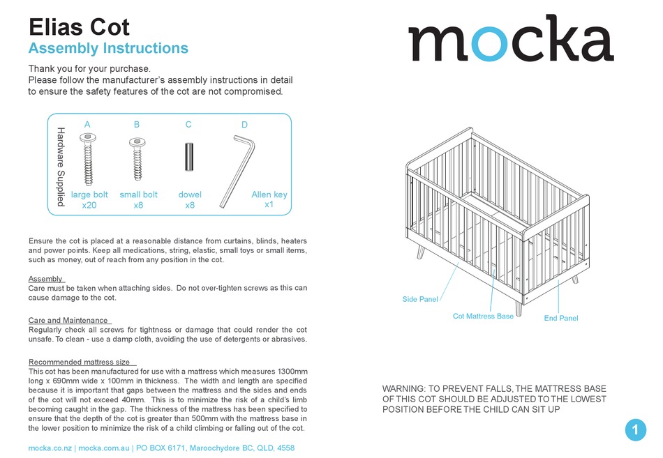 MOCKA ELIAS COT ASSEMBLY INSTRUCTIONS Pdf Download ManualsLib