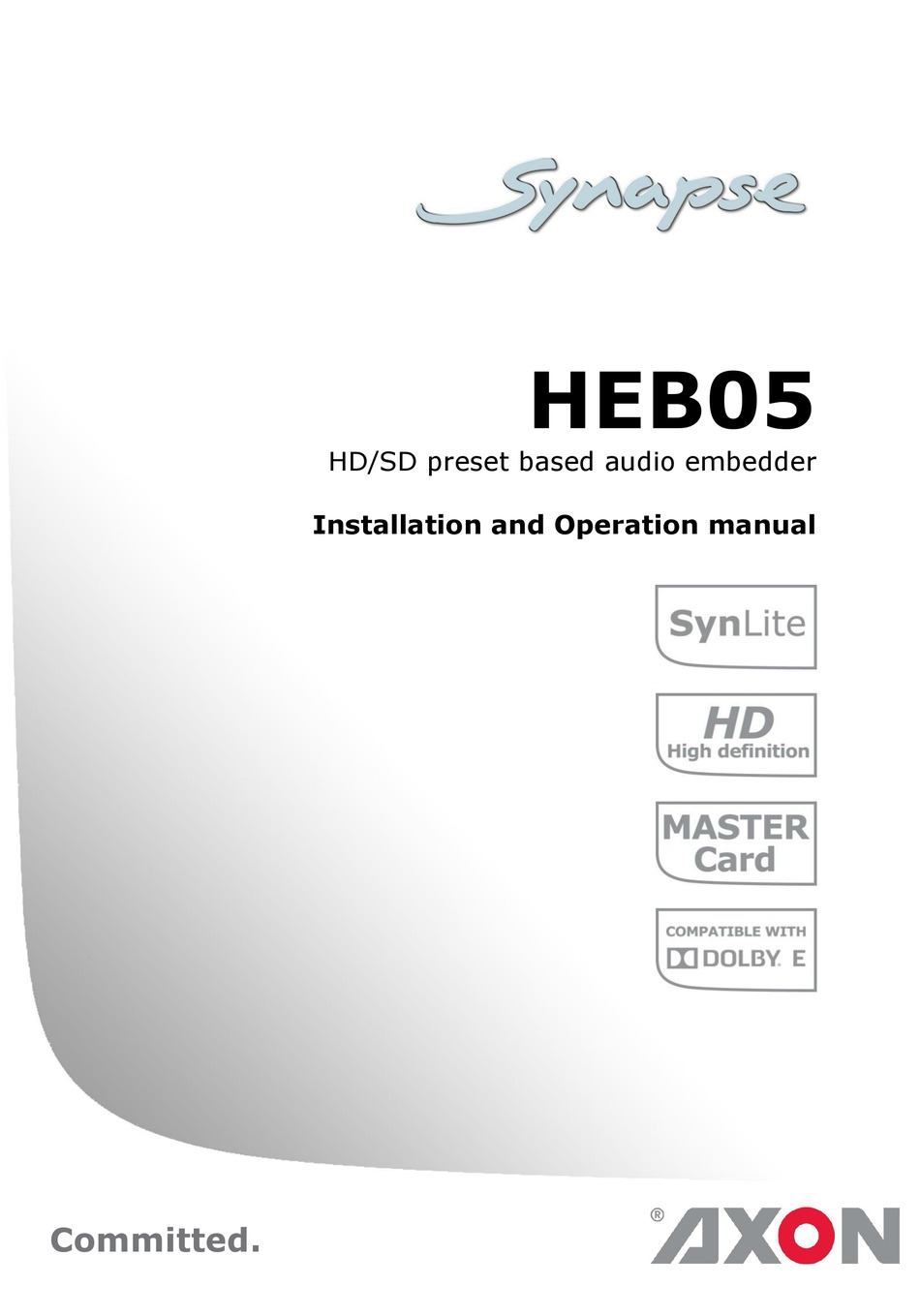 AXON SYNAPSE HEB05 INSTALLATION AND OPERATION MANUAL Pdf Download