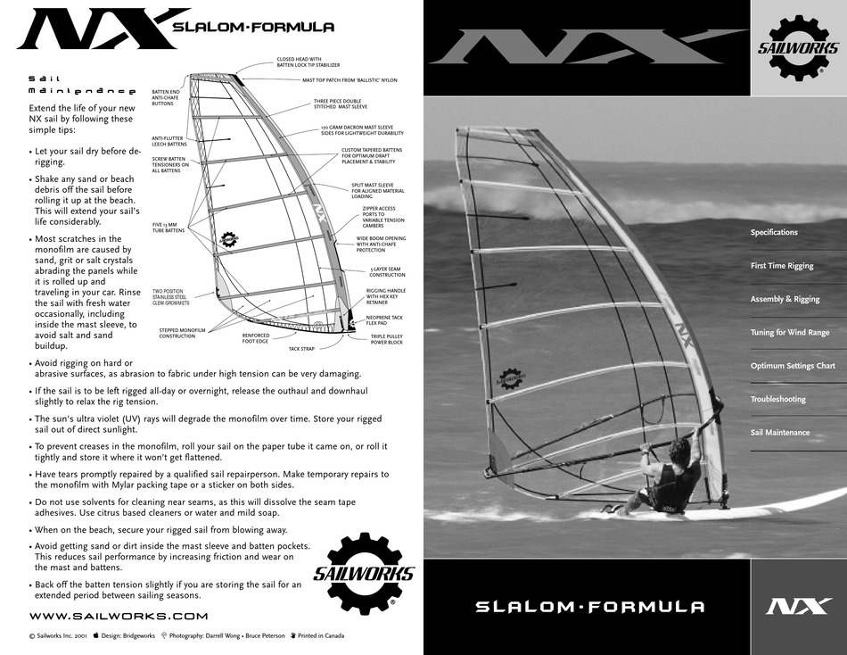 SAILWORKS NX SLALOM RIGGING & TUNING MANUAL Pdf Download ManualsLib