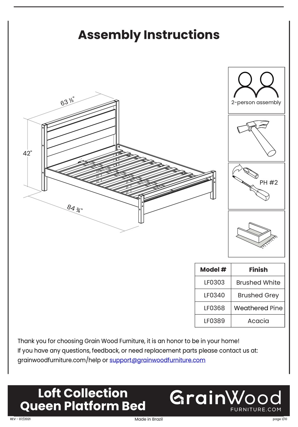 GRAINWOOD LOFT LF0303 ASSEMBLY INSTRUCTIONS MANUAL Pdf Download ...