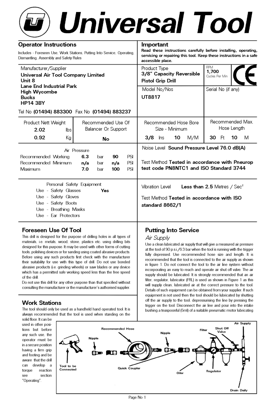 UNIVERSAL TOOL UT8817 OPERATOR INSTRUCTIONS Pdf Download ManualsLib