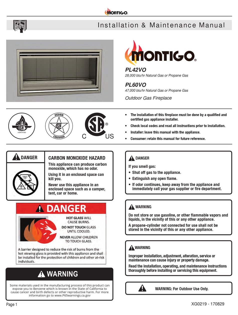 MONTIGO PL60VO INSTALLATION & MAINTENANCE MANUAL Pdf Download ManualsLib