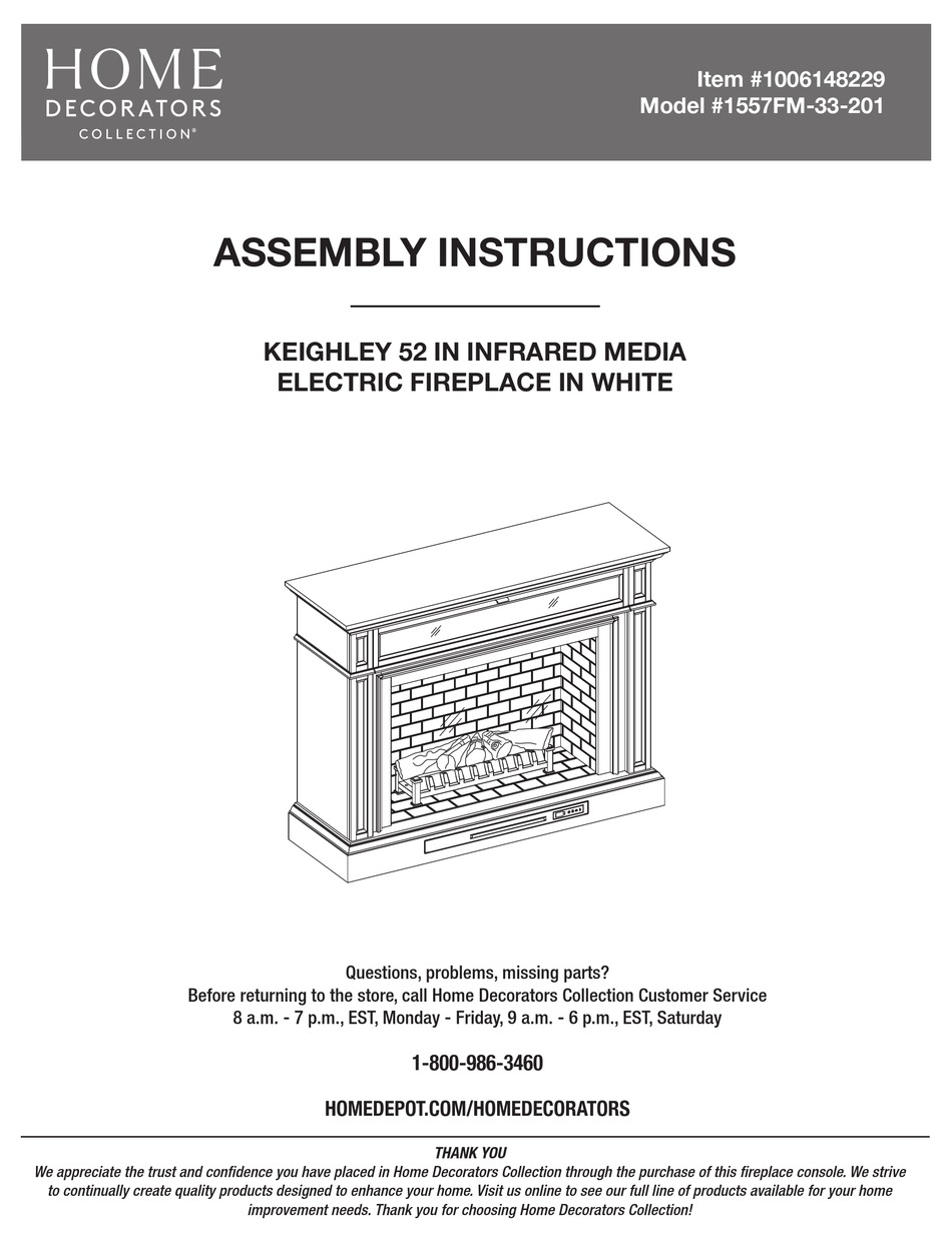 HOME DECORATORS COLLECTION 1557FM33201 ASSEMBLY INSTRUCTIONS MANUAL