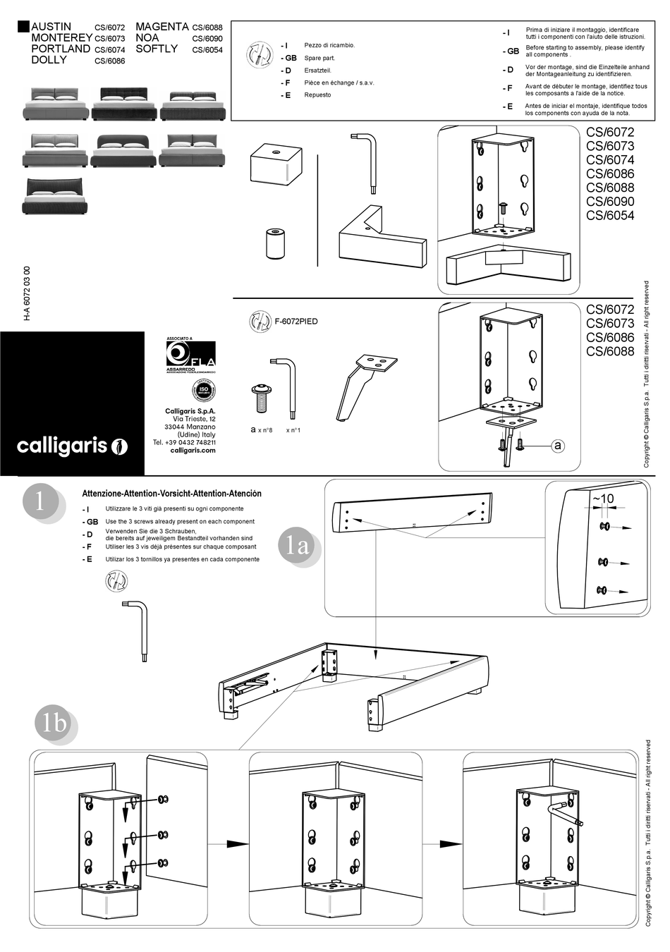CALLIGARIS AUSTIN CS/6072 ASSEMBLY INSTRUCTIONS MANUAL Pdf Download