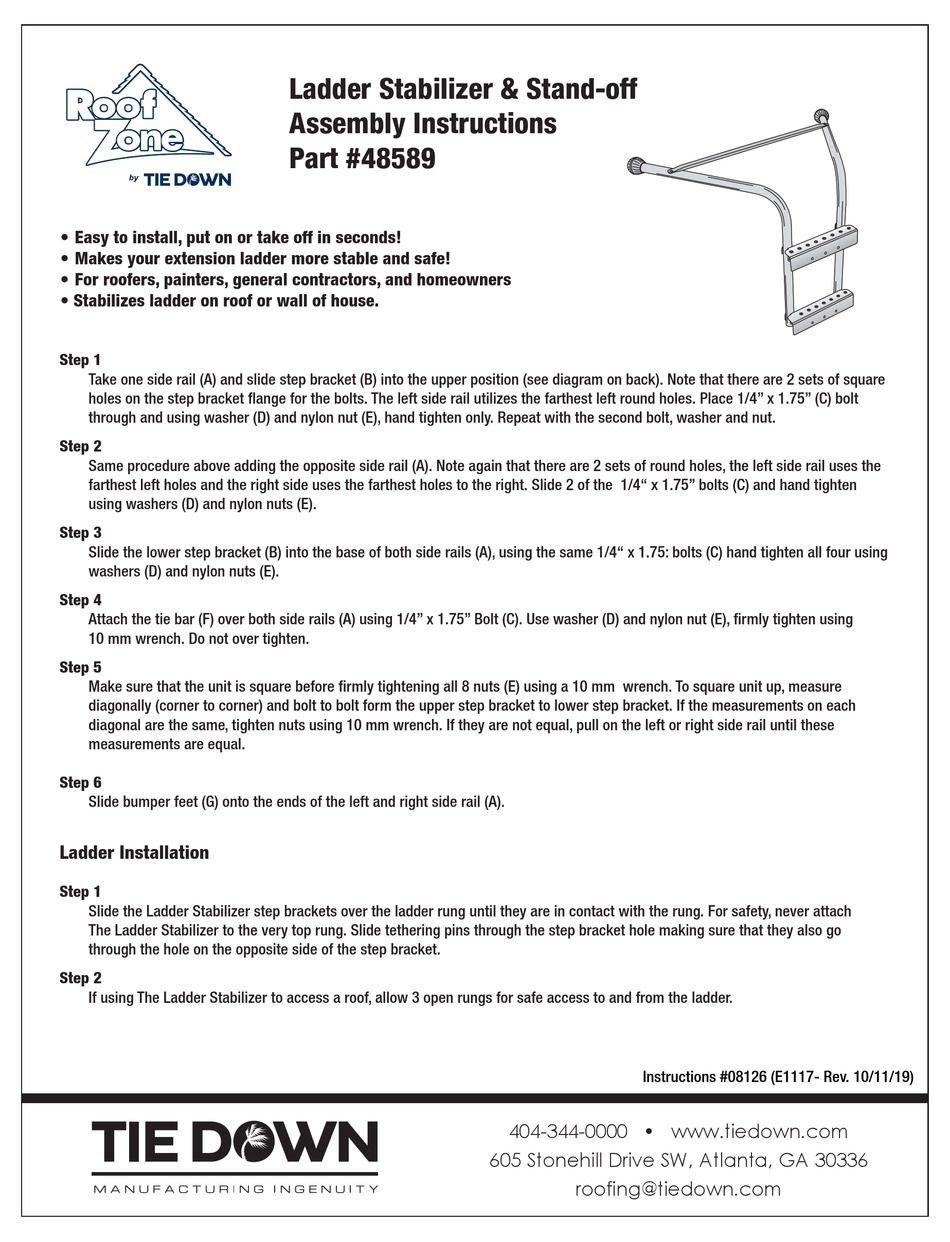 TIE DOWN ROOF ZONE 48589 ASSEMBLY INSTRUCTIONS Pdf Download ManualsLib