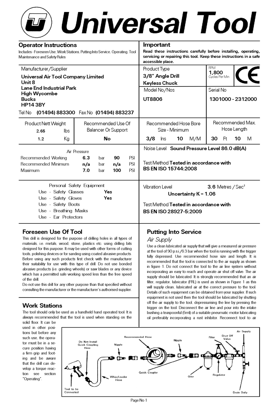 UNIVERSAL TOOL UT8806 OPERATOR INSTRUCTIONS Pdf Download ManualsLib