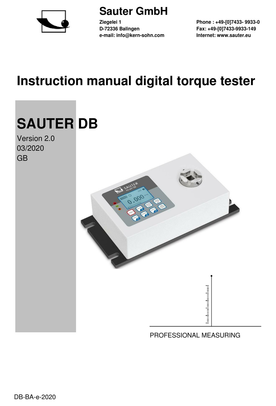 SAUTER DB INSTRUCTION MANUAL Pdf Download ManualsLib