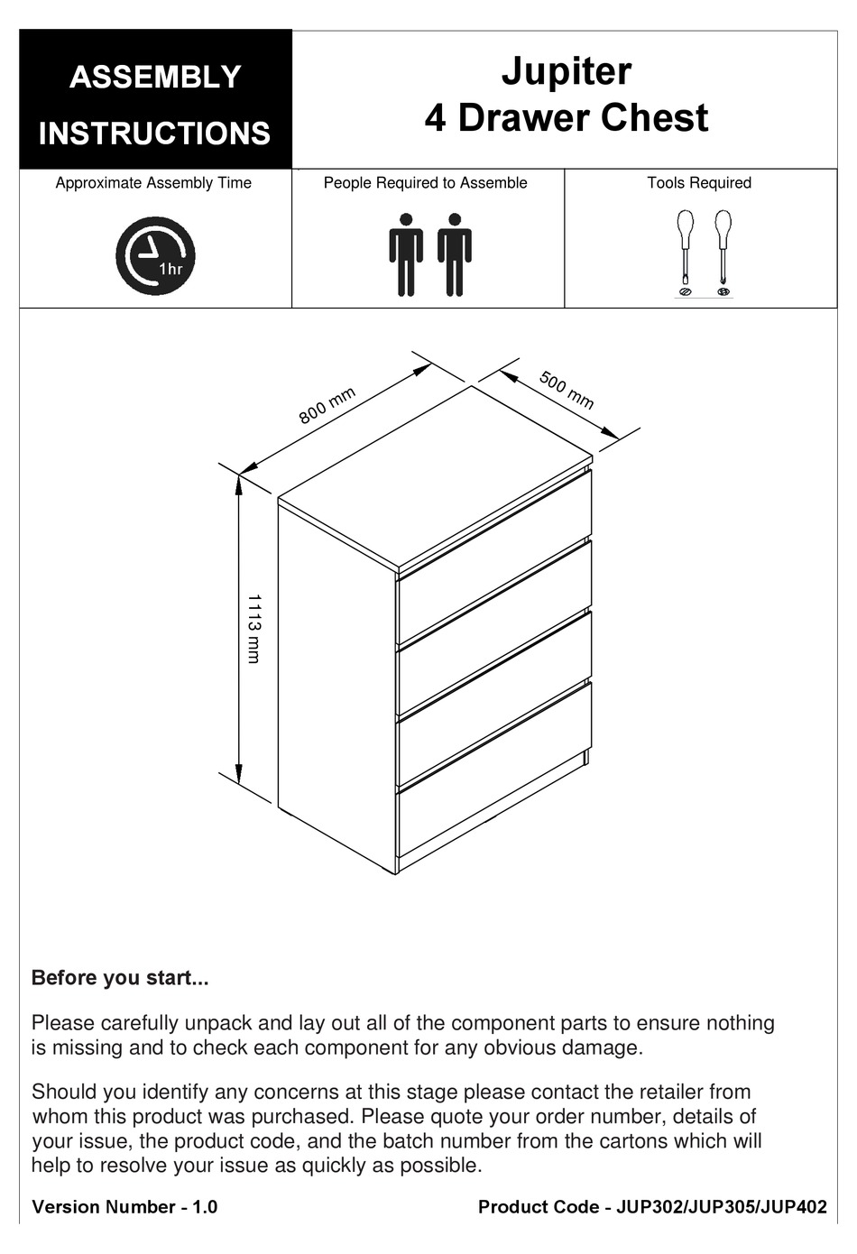JULIAN BOWEN JUPITER JUP302 ASSEMBLY INSTRUCTIONS MANUAL Pdf Download ManualsLib