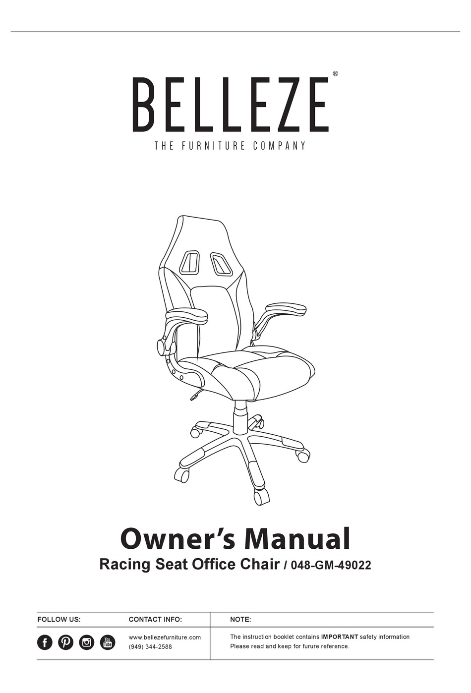 BELLEZE 048GM49022 OWNER'S MANUAL Pdf Download ManualsLib