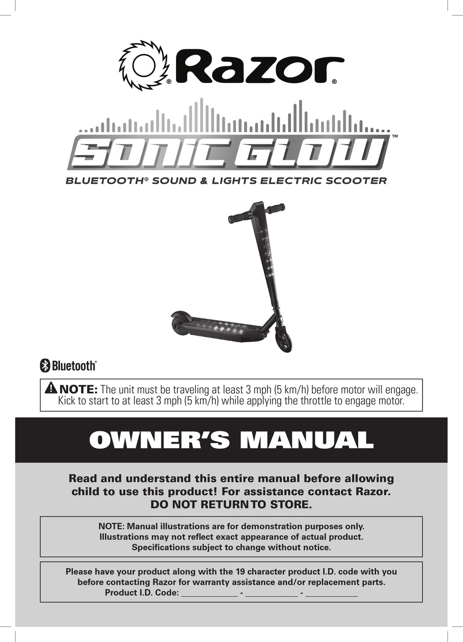 RAZOR SONIC GLOW OWNER'S MANUAL Pdf Download ManualsLib
