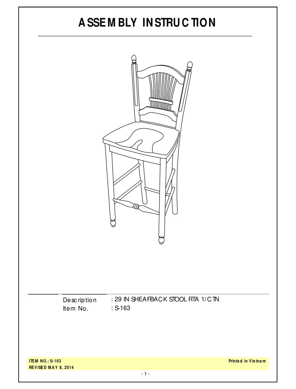 UNFINISHED FURNITURE OF WILMINGTON S163 ASSEMBLY INSTRUCTION Pdf