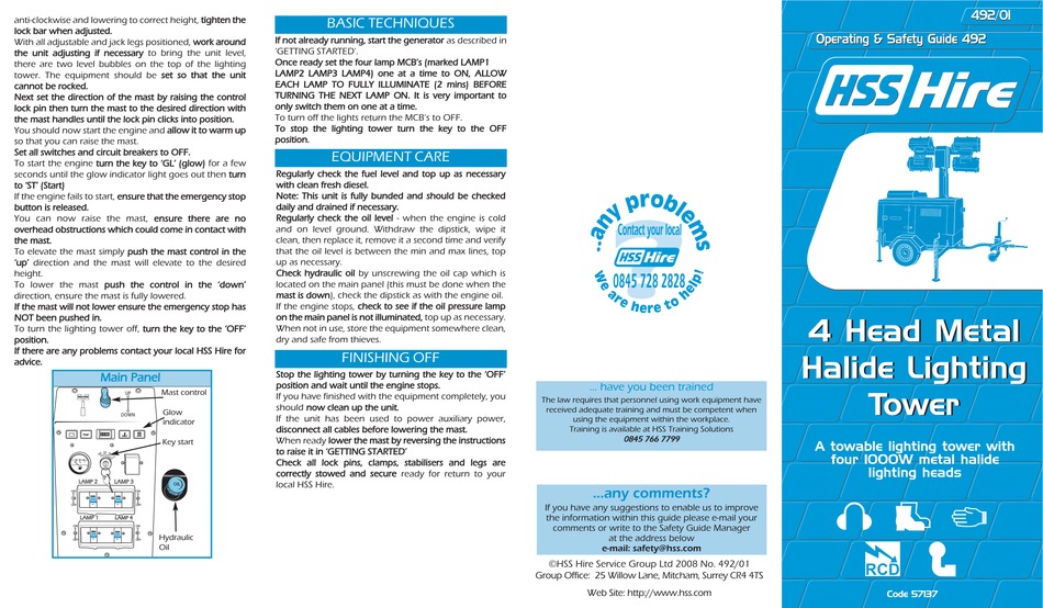 HSS HIRE 57137 OPERATING & SAFETY MANUAL Pdf Download ManualsLib