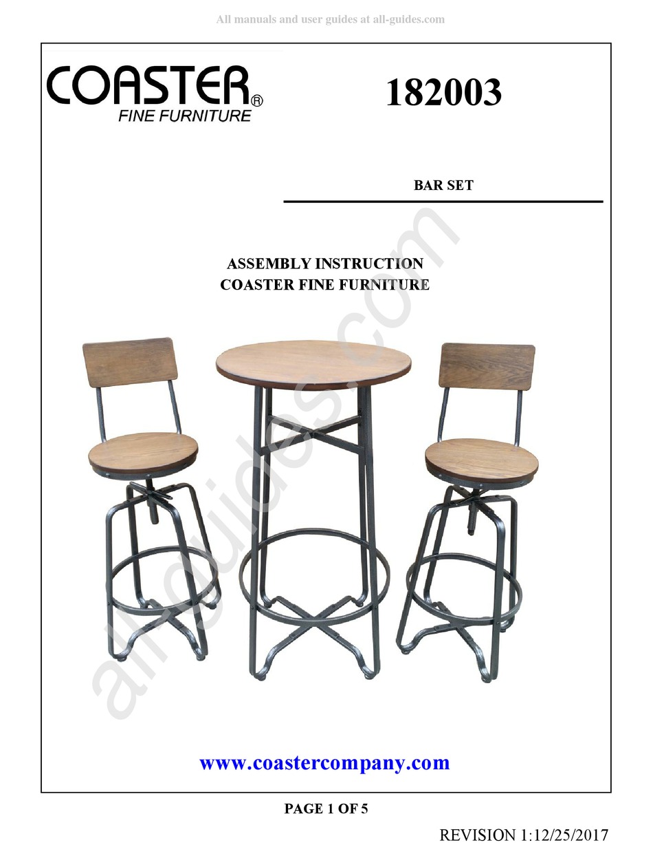 COASTER 182003 ASSEMBLY INSTRUCTIONS Pdf Download ManualsLib