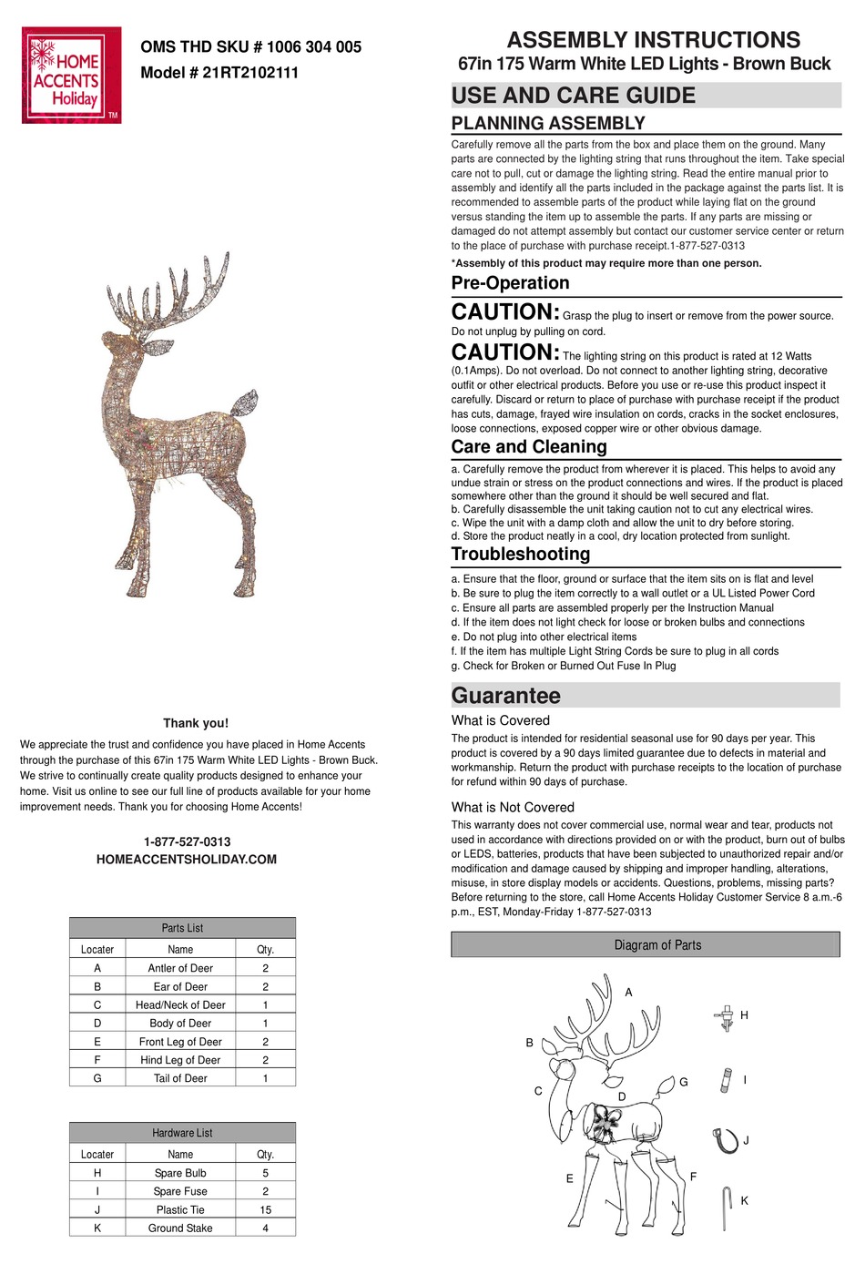 HOME ACCENTS HOLIDAY 21RT2102111 ASSEMBLY INSTRUCTIONS Pdf Download