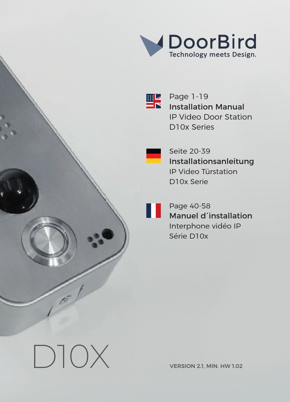 DOORBIRD D10X SERIES INSTALLATION MANUAL Pdf Download ManualsLib