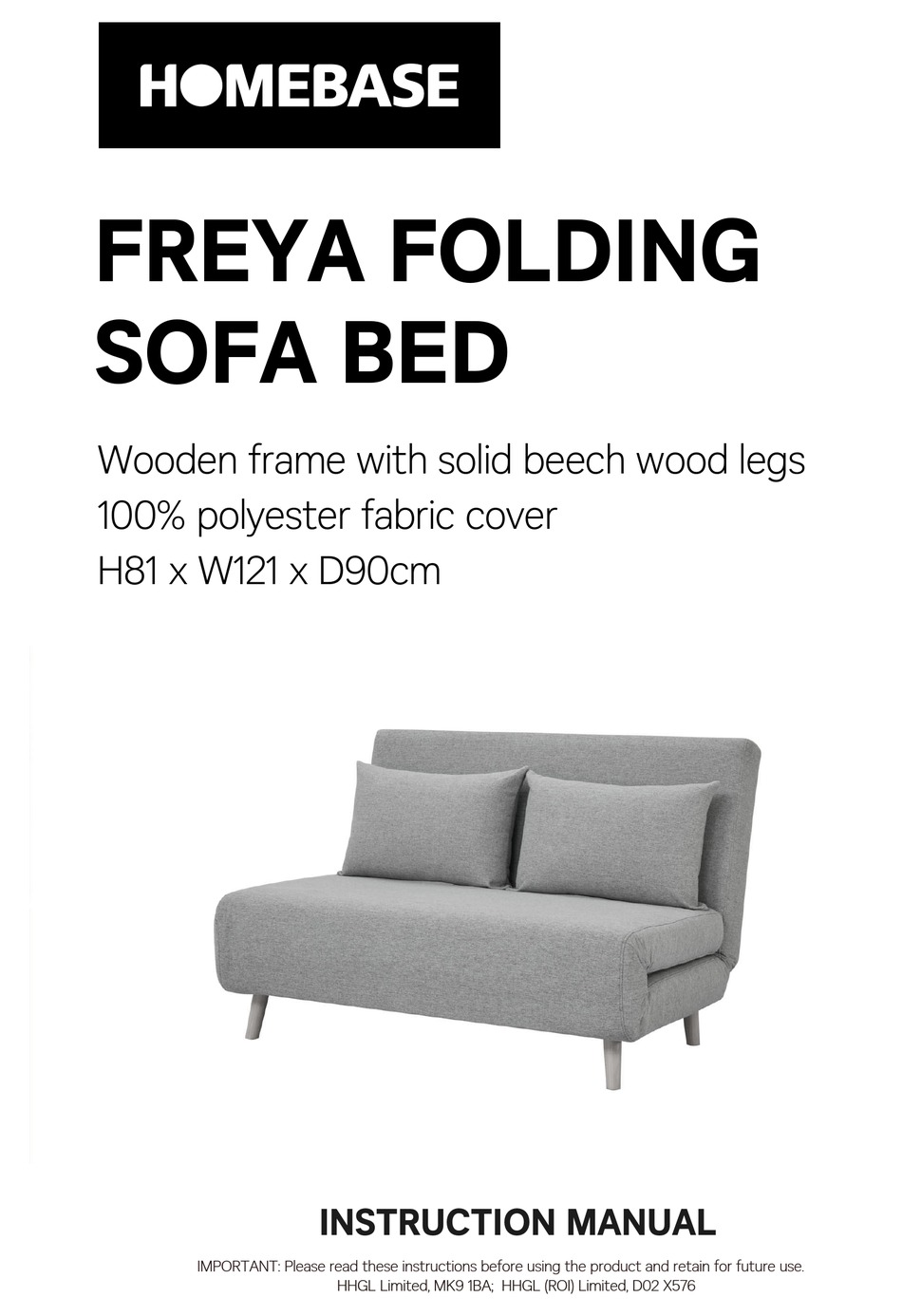 Homebase Freya Folding Sofa Bed 