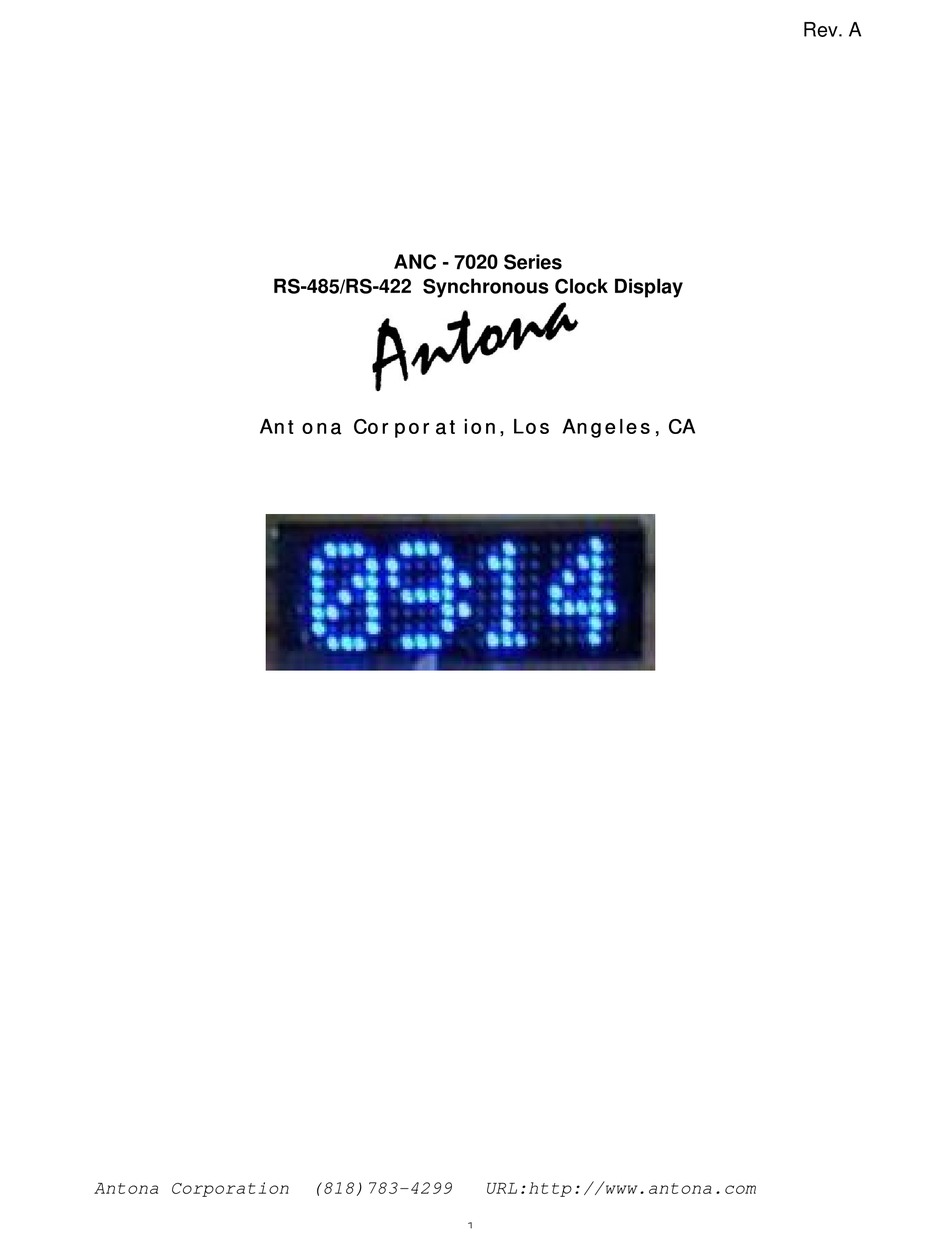 ANTONA ANC7020 SERIES MANUAL Pdf Download ManualsLib